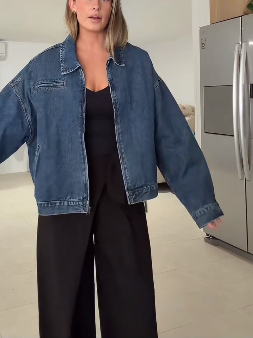 Princess Polly Goldsmith Denim Bomber Jacket